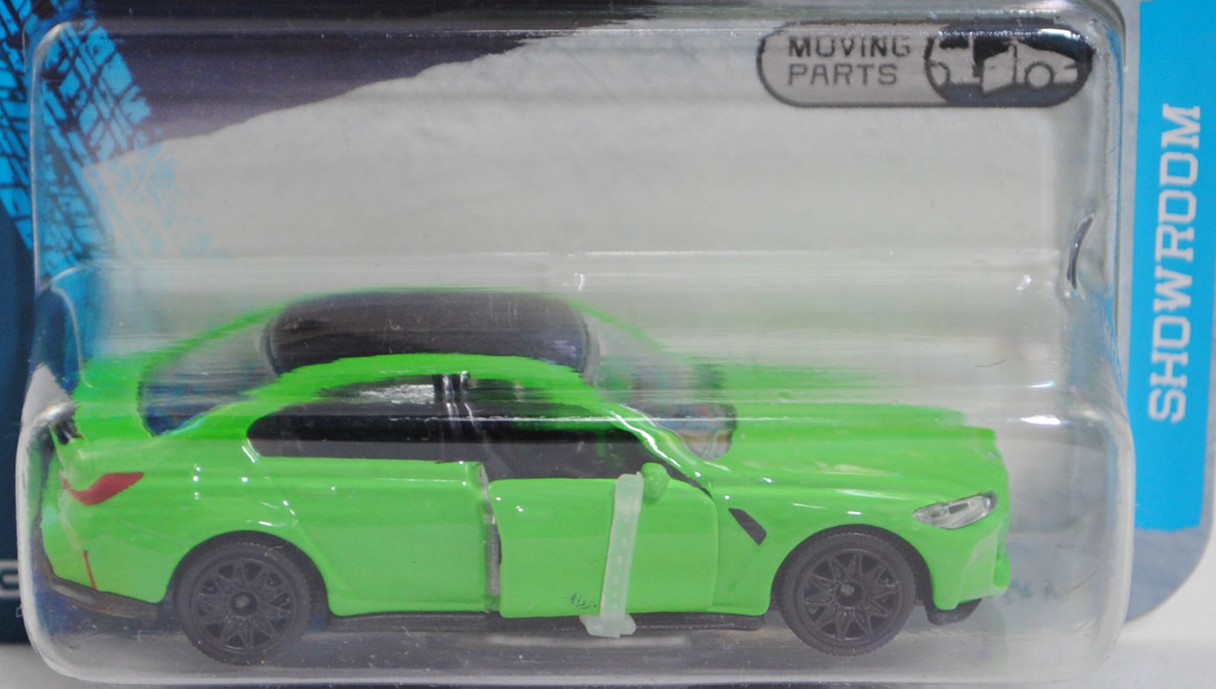 BMW M3 Limousine (6. Generation M3, G80, Modell 2021-) (Nr. 257G), Karosserie hell-gelbgrün, Dach schwarz, majorette, 1:62, Blister (SHOWROOM PREMIUM CARS)