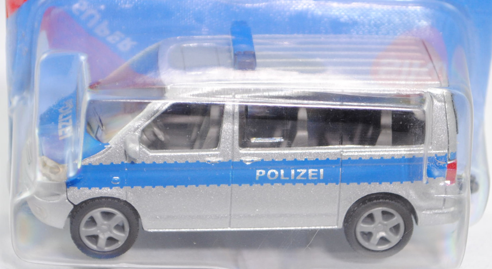 00001 VW T5 Multivan (Modell 2003-2009) Polizei-Mannschaftswagen, graualuminiummetallic/verkehrsblau