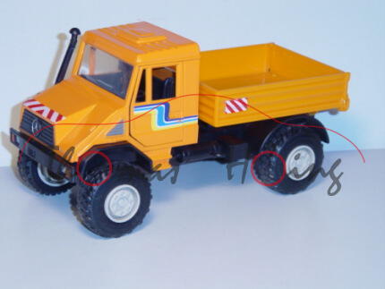 Mercedes Unimog U 140, pastellorange, Türen und hintere Ladeklappe zu öffnen, Pritsche kippbar, 1:32