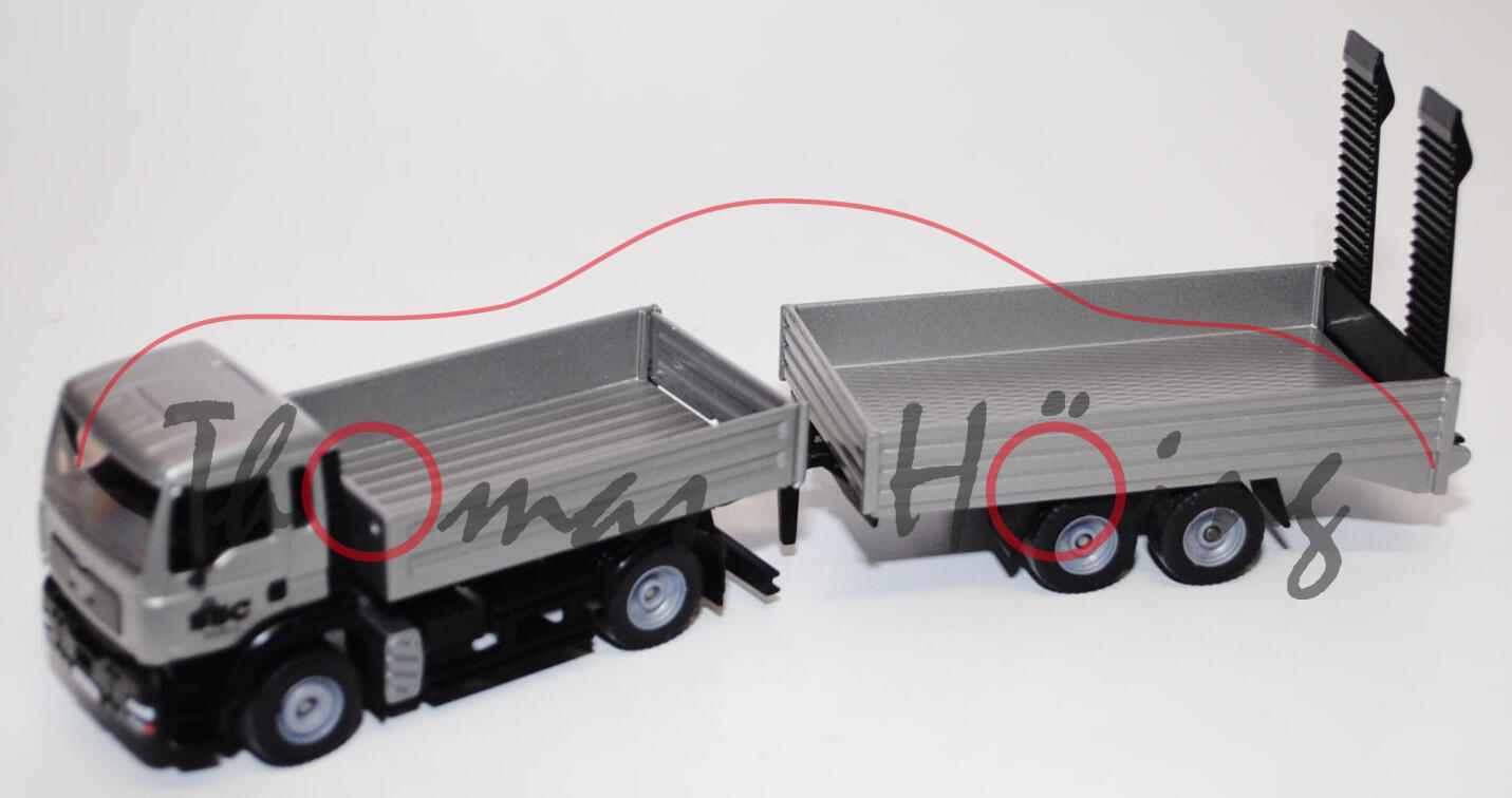 00408 MAN TGA 18.460 M (Modell 2000-2007) LKW mit Anhänger ohne Raupenbagger, graualuminiummetallic