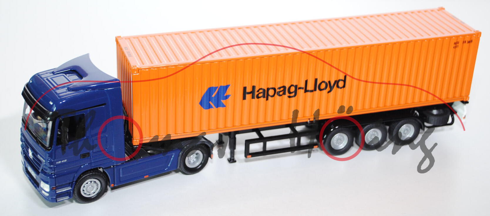 Mercedes-Benz Actros 1826 40FT Container-Sattelzug, saphirblau/schwarz/signalorange, Hapag-Lloyd, Fü