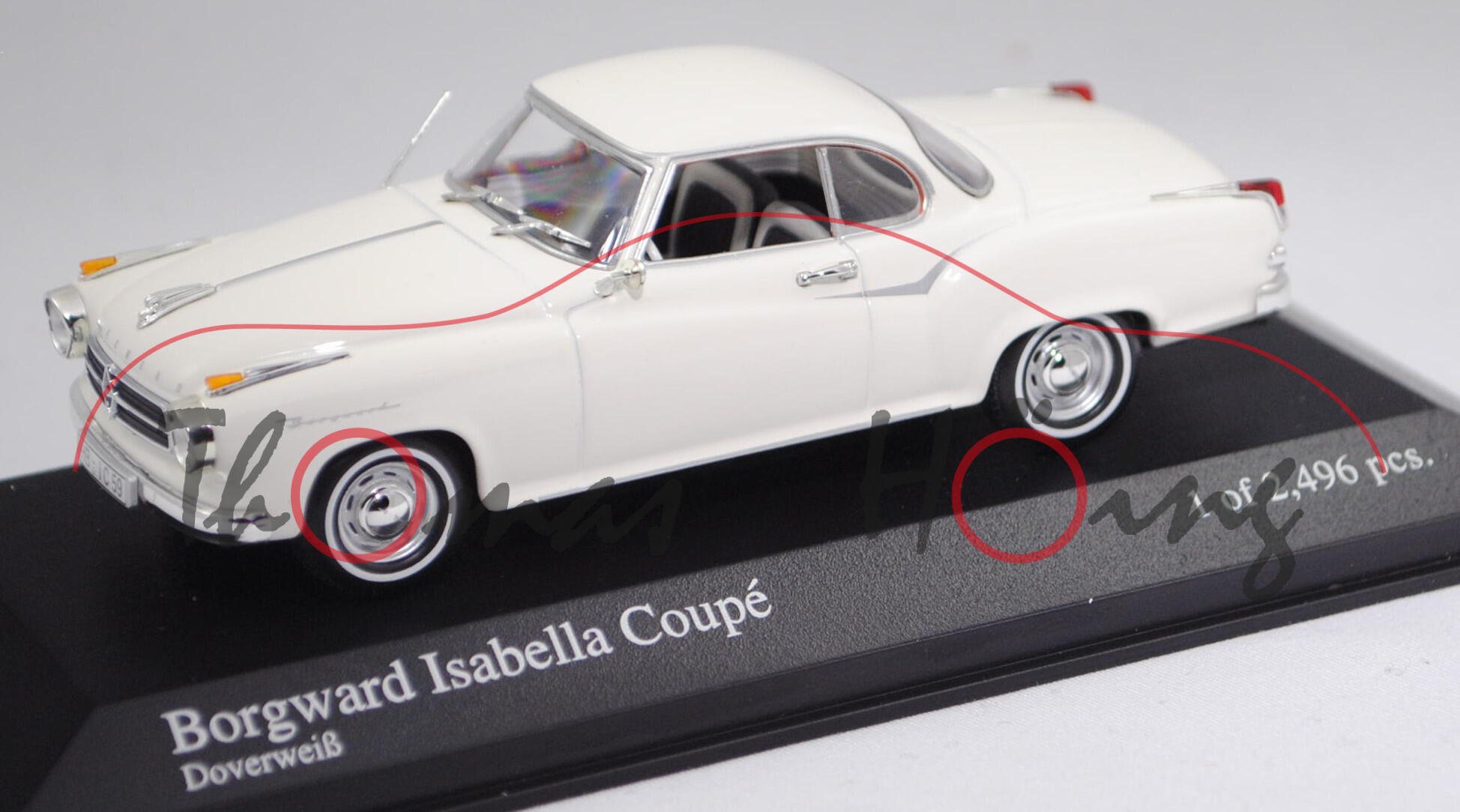 Borgward Isabella Coupé (Modell 1958-1960, Baujahr 1959), doverweiß, Minichamps, 1:43, PC-Box