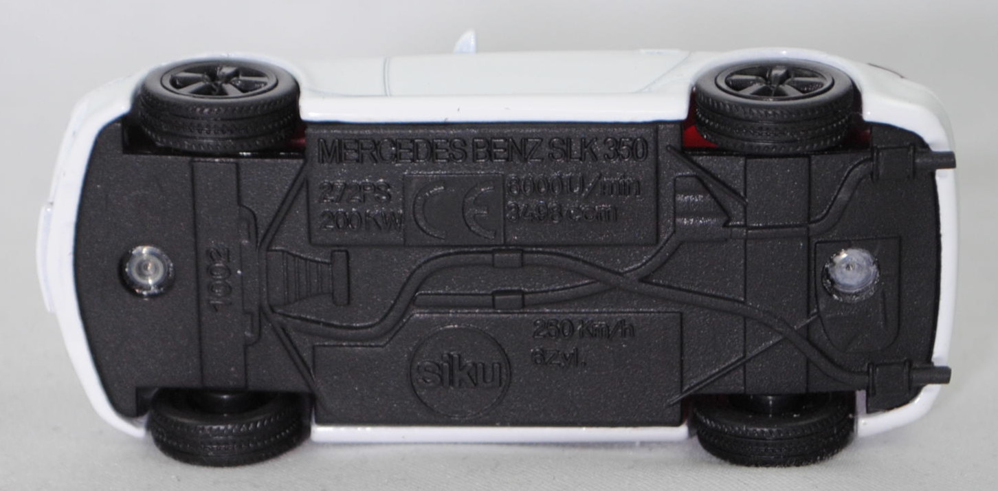 00011 Mercedes-Benz SLK 350 (interne Baureihenbezeichnung R 171, Vor-MoPf, Modell 2004-2008), reinweiß, innen rot/schwarz, Bpr. 1002, SIKU SUPER, 1:55, m