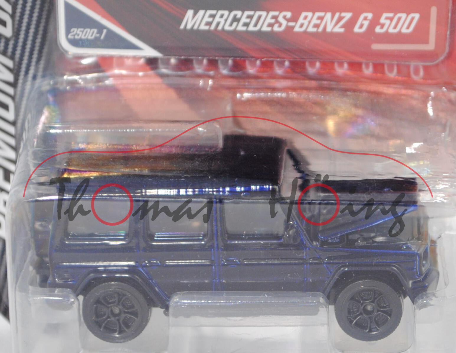 Mercedes-Benz G 500 (Modell 2018-), stahlblaumetallic, Modell Nr. 250D-1, majorette, 1:61, Blister