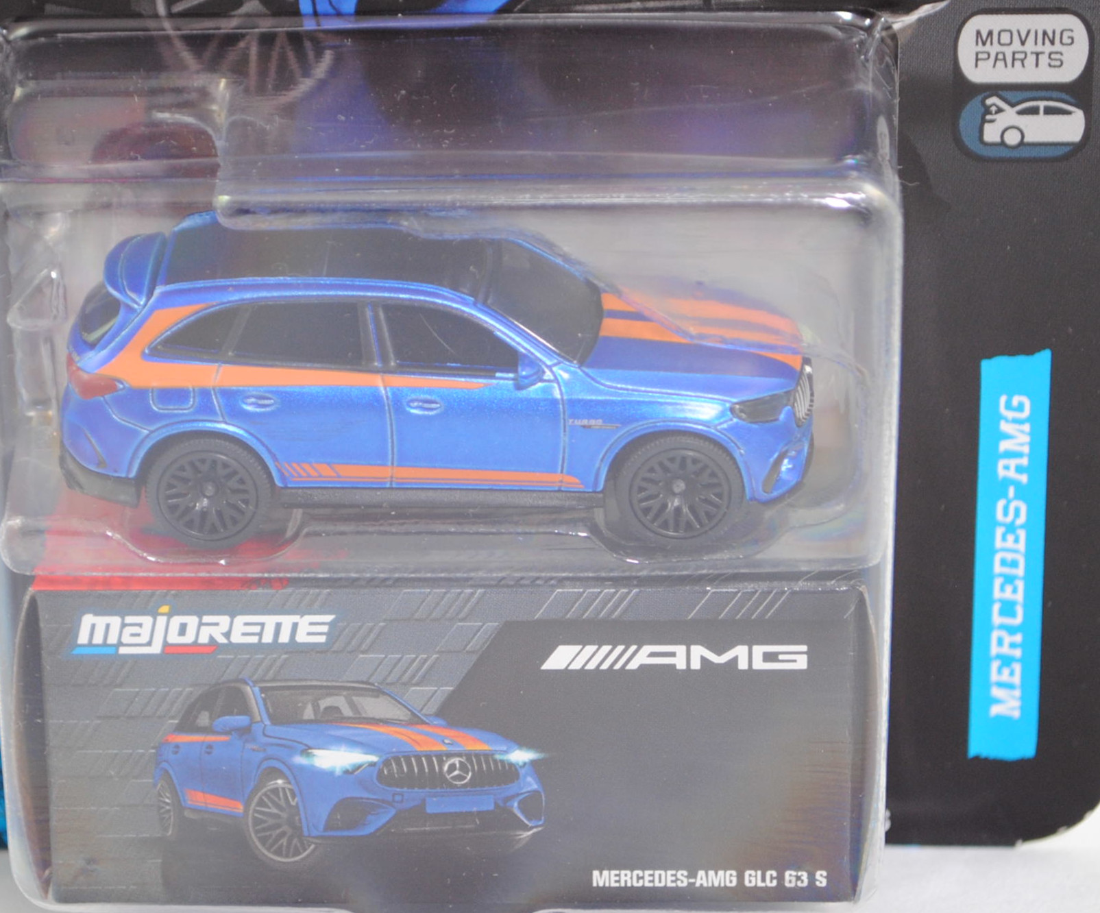 Mercedes-AMG GLC 63 S E PERFORMANCE Premium (X 254, Modell 2023-) (Nr. 232P), Karosserie matt hell-signalblaumetallic, majorette, ca. 1:67, Blister (MERCEDES-AMG DELUXE CARS)