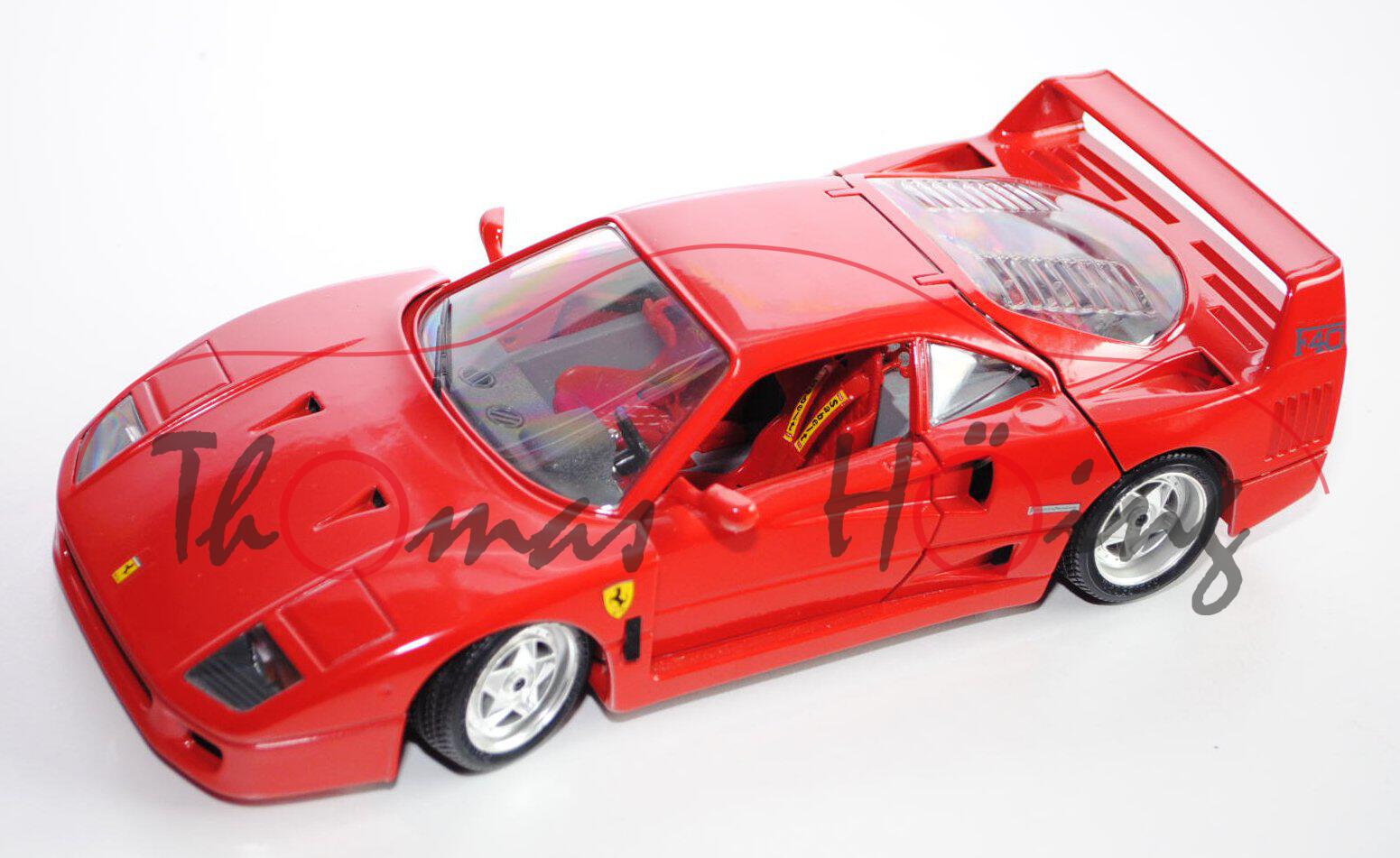 Ferrari F40 (1987), rot, Türen + Motorhaube + Kofferraum zu öffnen, mit Lenkung, Bburago, 1:18