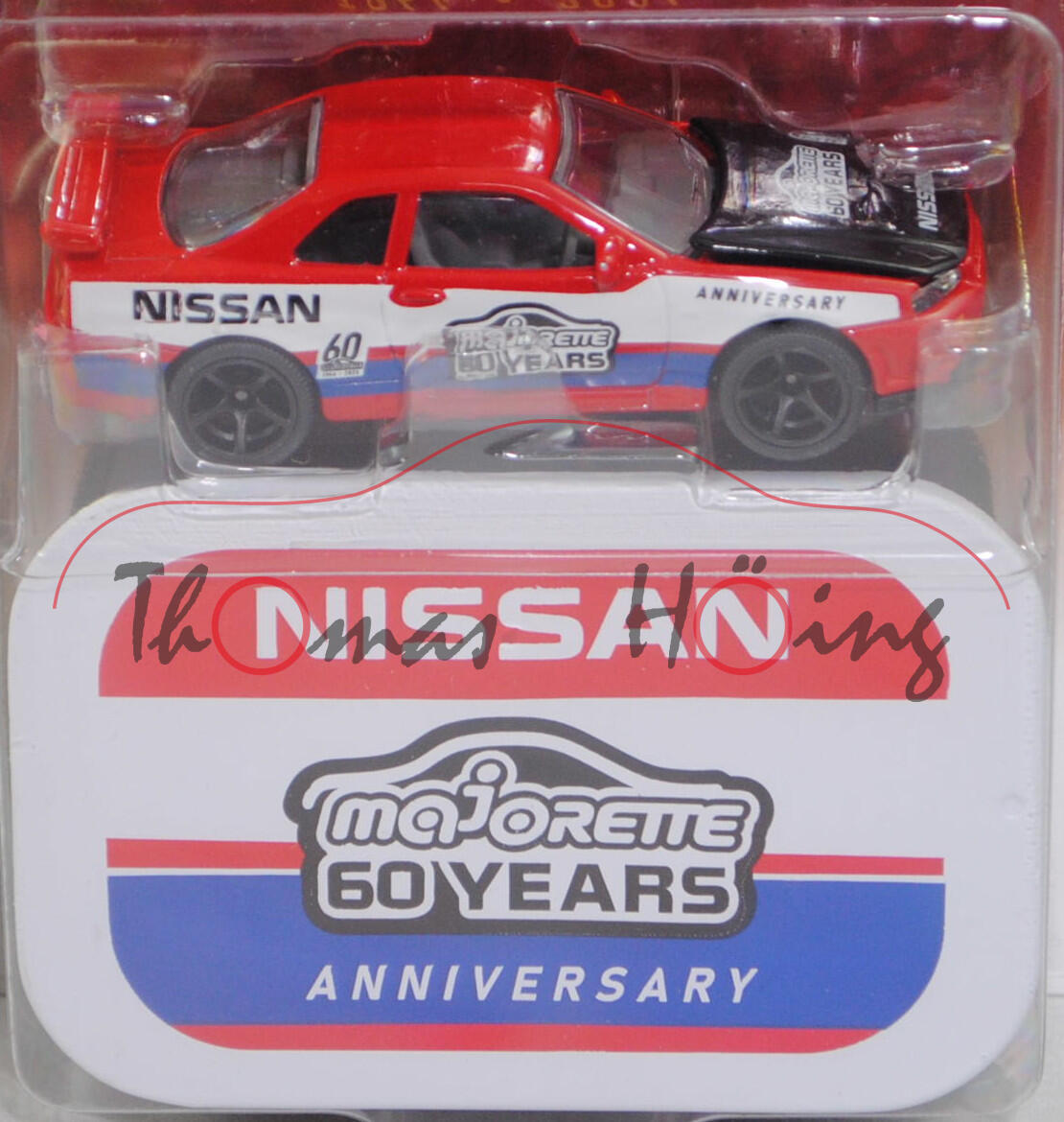 Nissan Skyline GT-R (5. Generation, Modell 1999-2002), dunkel-verkehrsrot, majorette, 1:59, Blister