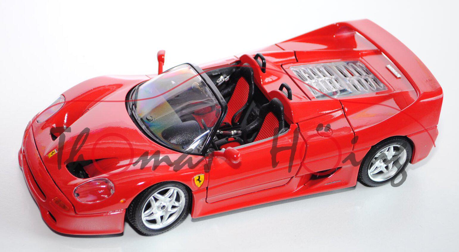 Ferrari F50 (1995), rot, Türen + Motorhaube + Kofferraum zu öffnen, mit Lenkung, Bburago, 1:18