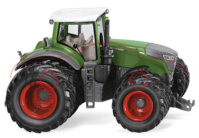 Fendt 1050 Vario mit Zwillingsreifen (Modell 2015-), grün/schwarzgrau, Wiking, 1:87, mb