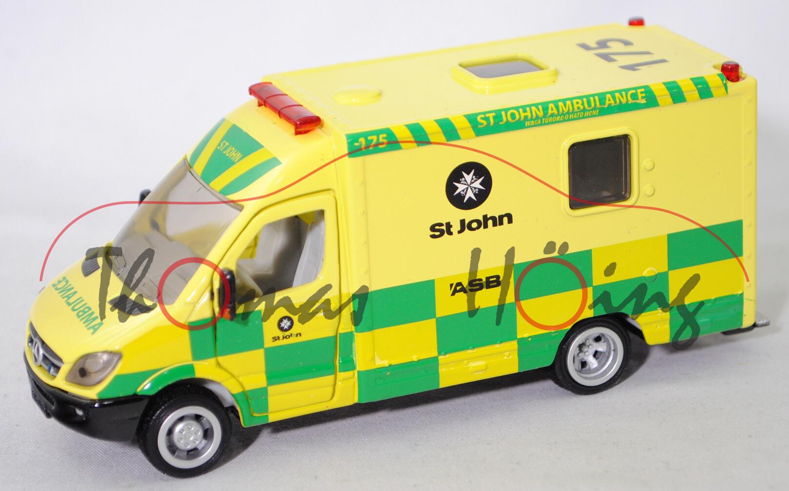 80405 NZ RTW Mercedes-Benz Sprinter II (Mod. 06-09) mit Kofferaufbau, gelb, 175 ST JOHN AMBULANCE / WAKA TURORO O HATA HONE, SIKU, 1:50, L17mpK m-