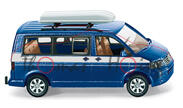 VW T5 Multivan mit Dachbox, saphirblaumetallic, mit silbernem Streifen, Wiking, 1:87, mb