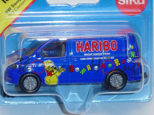 00001 VW T5 Transporter (Modell 03-09), hell-ultramarinblau, innen verkehrsgrau, HARIBO