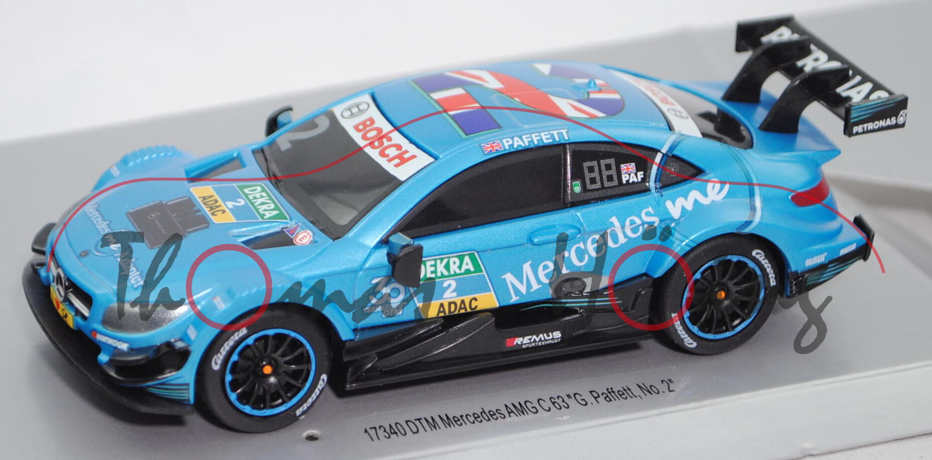 Mercedes-AMG C 63 DTM 2018, blau, Mercedes-AMG DTM Team HWA, Gary Paffet, Carrera, 1:43, mb