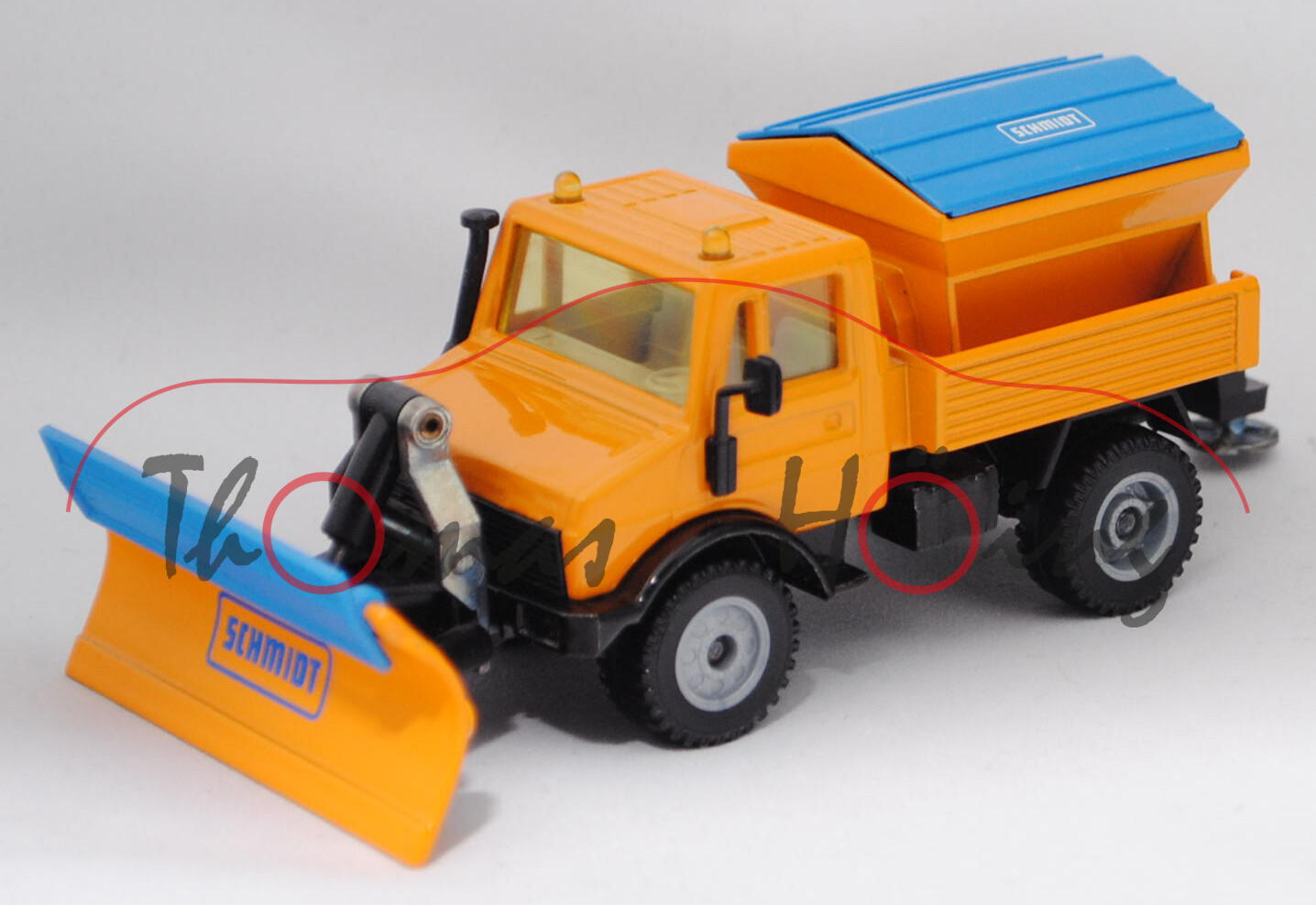 Mercedes-Benz Unimog U 1500 (Baureihe 425, Modell 1975-1988) Winterdienst, melonengelb/schwarz, SCHM