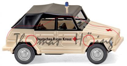 DRK VW 181, Modell 1969, elfenbein, Verdeck schwarz, Deutsches Rotes Kreuz, Wiking, 1:87, mb