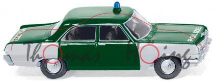 Polizei - Opel Kapitän A, Modell 1964-1968, tannengrün, Kotflügel weiß, POLIZEI, Wiking, 1:87, mb