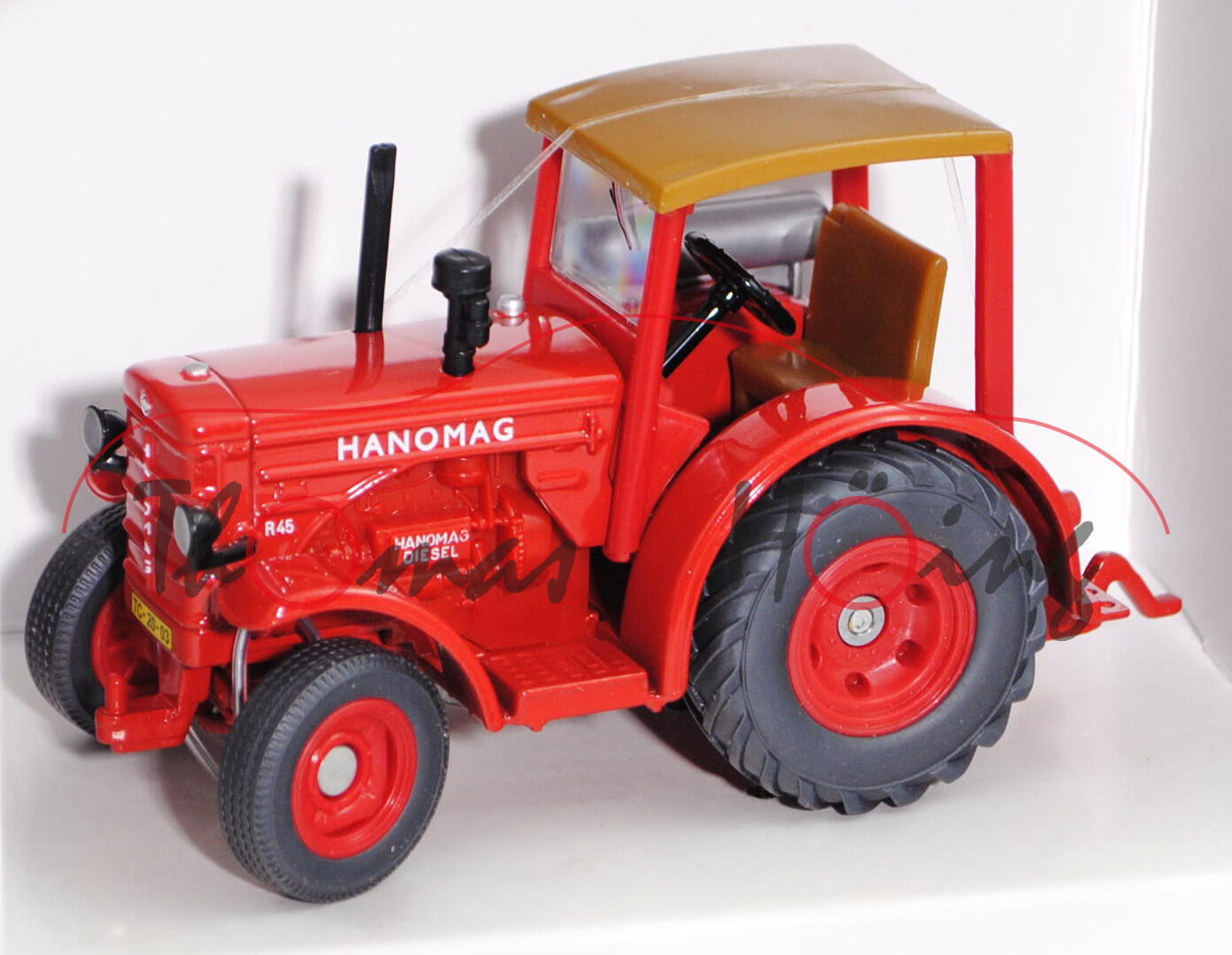 Hanomag R 45 Export (Modell 1950-1957), feuerrot/dunkel-braunbeige, Sitz dunkel-braunbeige, NL-Numme