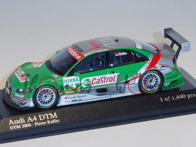 Audi A4 DTM 2006, silber/grün, Nr. 14, Fahrer: Kaffer, Team Phoenix, Minichamps, 1:43, PC-Box