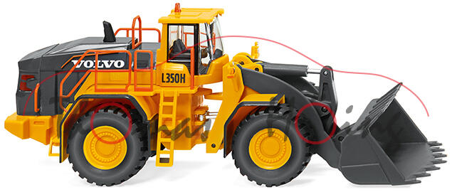 Volvo-Radlader L350H (Modell 2019-) mit Felsschaufel, maisgelb/anthrazitgrau, Wiking, 1:87, mb