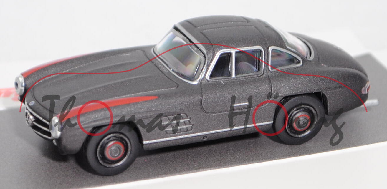 Mercedes-Benz 300 SL (Baureihe W 198, Mod. 1954-1957) Custom, hell-graphitgraumet., Schuco, 1:64, mb