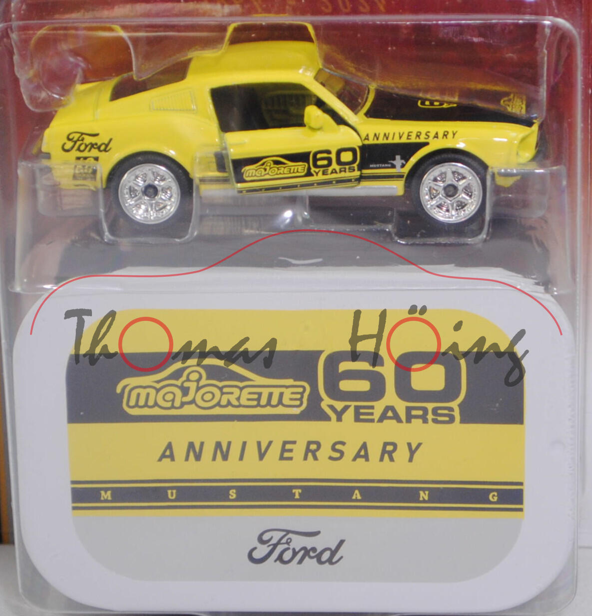 Ford Shelby Mustang I Fastback (2. Gen., Modell 1967-1968), schwefelgelb, majorette, 1:62, Blister