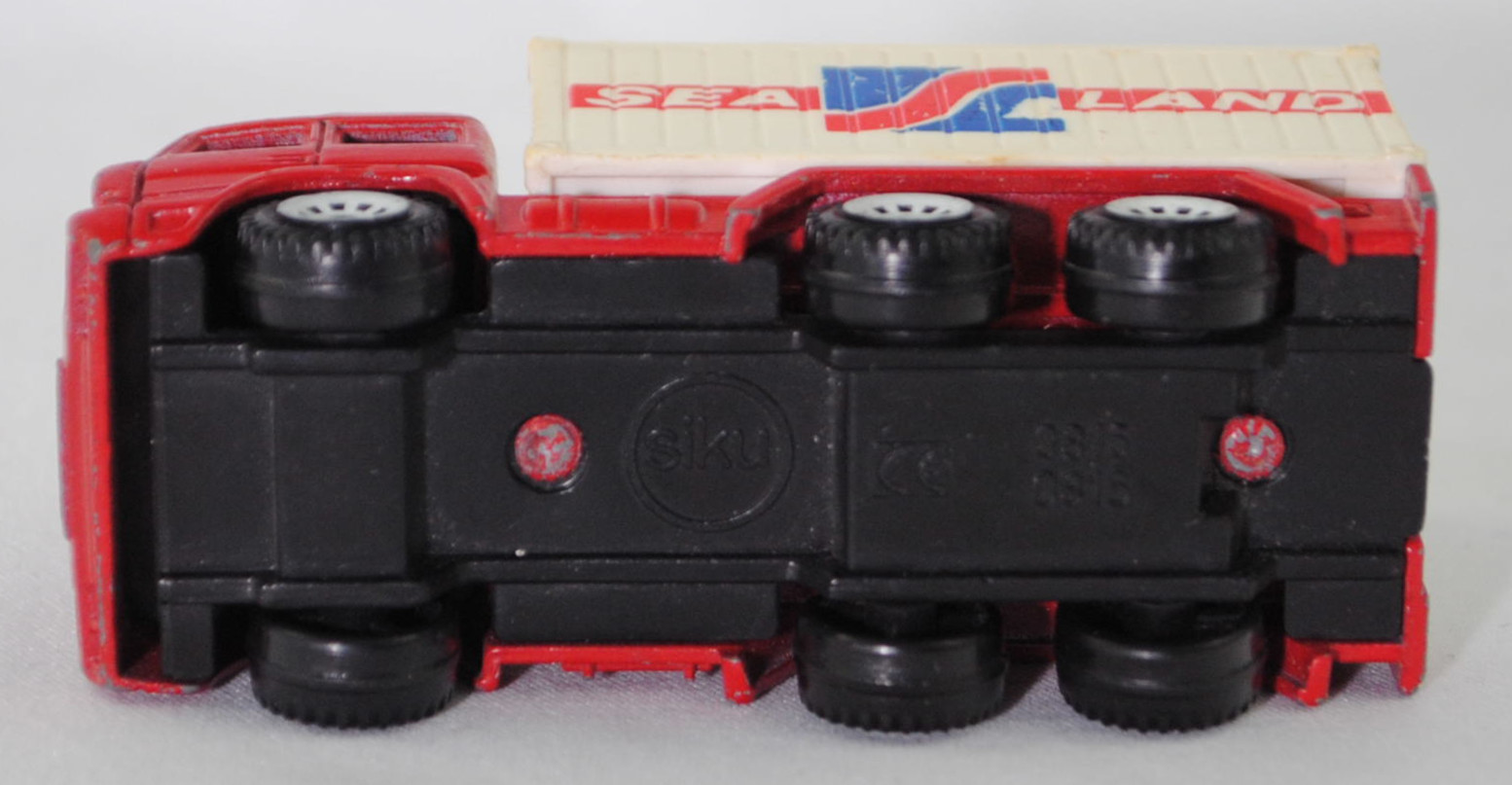 00001 Iveco TurboStar 240-36 6x2 (Modell 1987-1990) Container-Transporter, karminrot, Bpr. 0815 / 0816, C1 reinweiß, 1:86, Container reinweiß, SEA LAND, 1:121, SIKU SUPER, m-