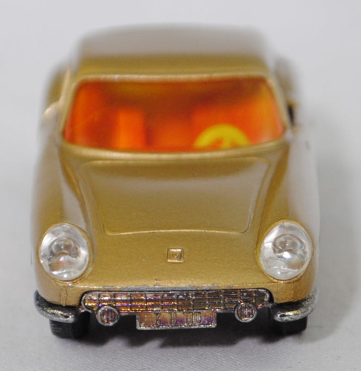 00004 Ferrari Berlinetta 275 GTB (Tipo 563, 2. Serie, Long Nose / Lange Nase, Modell 1965-1966), goldmetallic, transparente Frontscheinwerfer, Bpr. 1012, W-Germ, R11, SIKU SUPER, 1:56, m