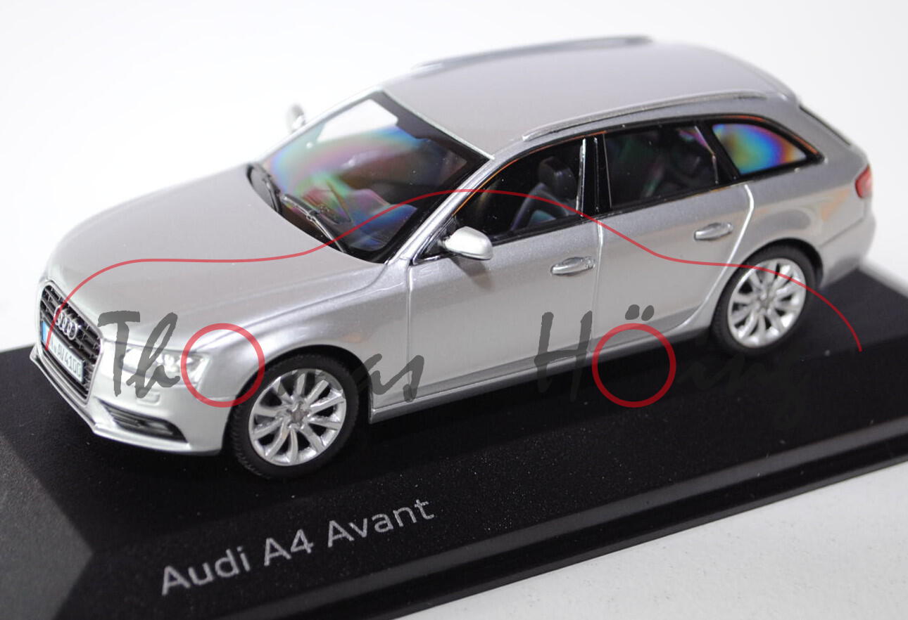 Audi A4 Avant (B8, Typ 8K, Facelift), Modell 2011-, eissilber, Minichamps, 1:43, Werbeschachtel