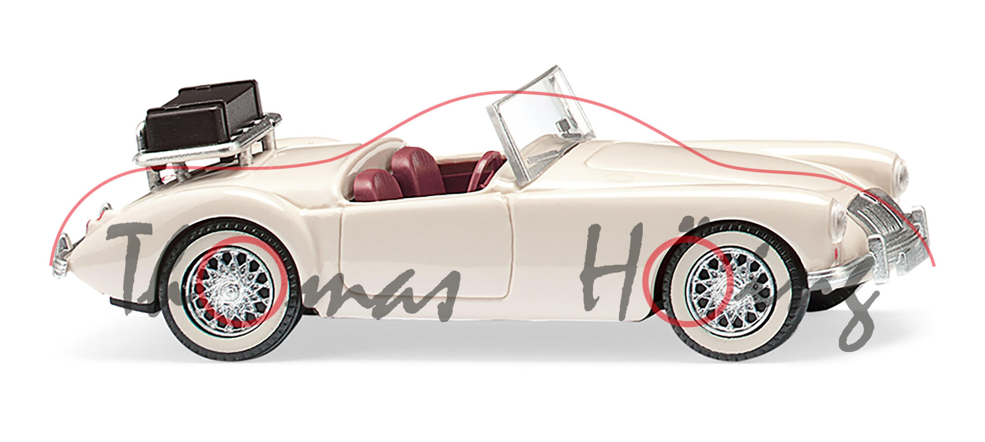 MGA Roadster 1500 (1. Generation, Typ A oder Mk 1, Modell 1955-1959), perlweiß, Wiking, 1:87, mb