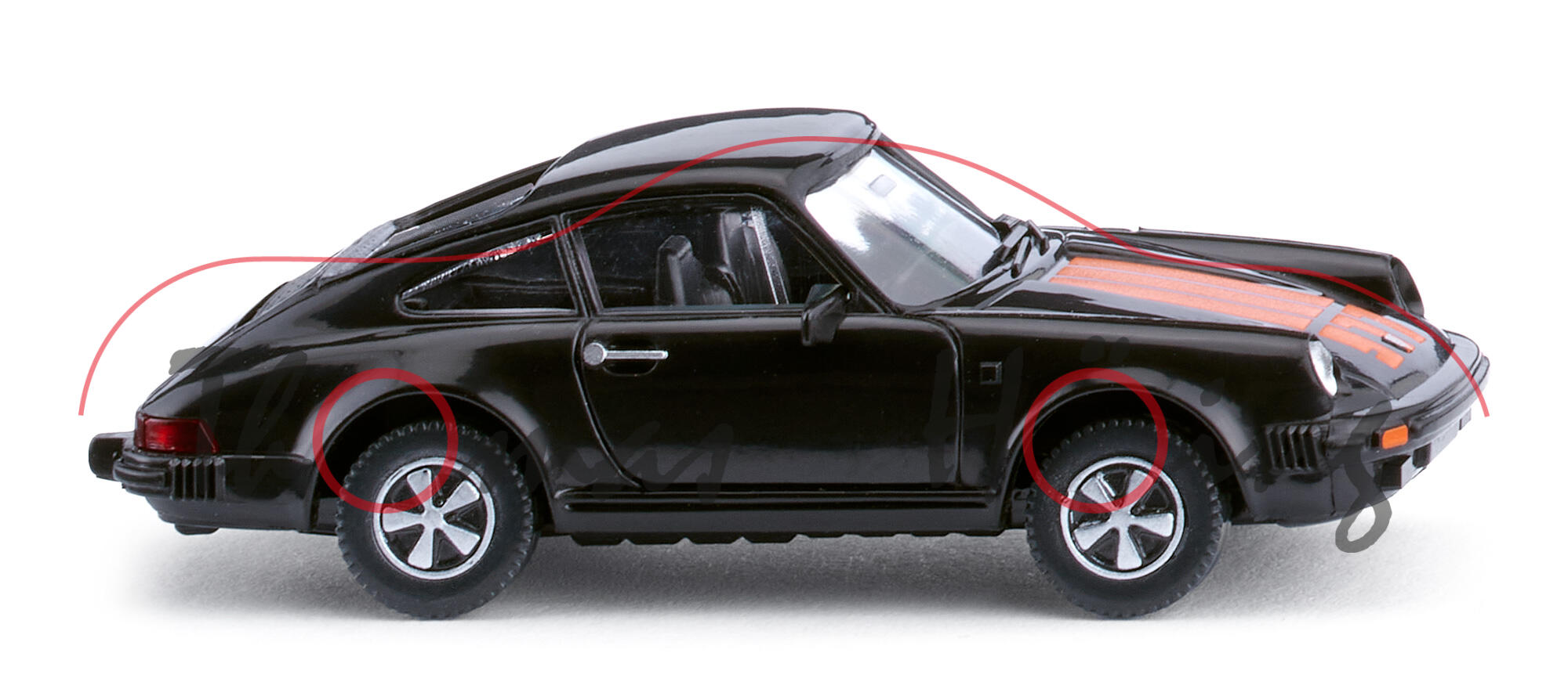 Porsche 911 SC (2. Generation Porsche 911, G-Modell Typ 930 Coupé, Modell 1977-1979), schwarz, Wiking, 1:87, mb