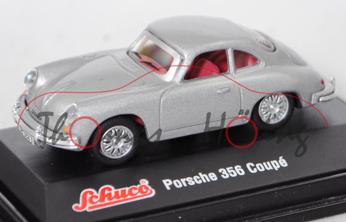 Porsche 356 B Coupé (Typ B-Modell, Facelift 1961 (T6), Mod. 1961-1963), silber, Schuco, 1:72, PC-Box