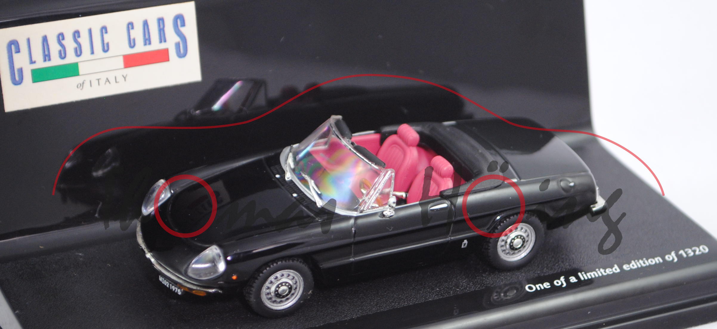 Alfa Romeo 1750 Spider Veloce (Coda Tronca Fastback, Mod. 1969-1972), schwarz, VITESSE, 1:43, PC-Box