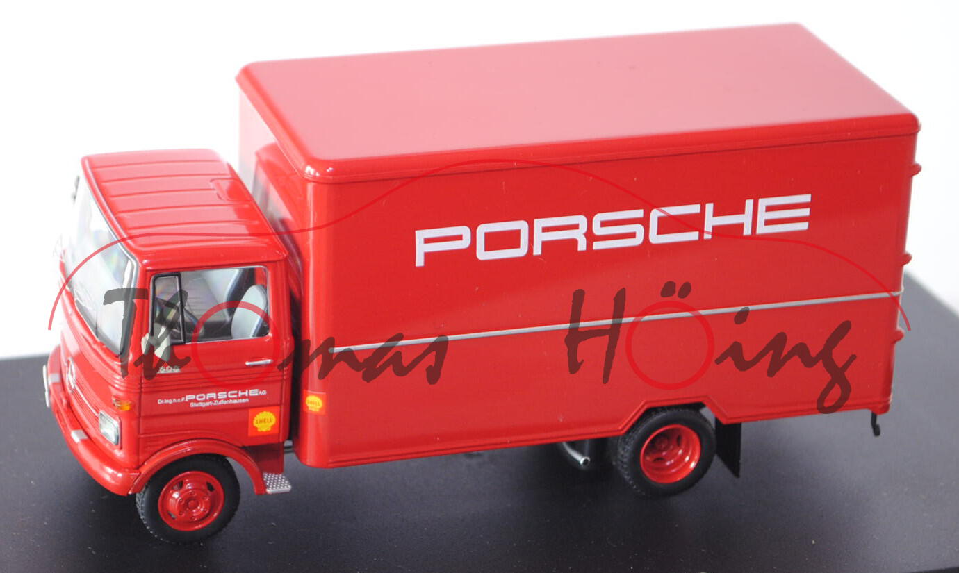 Mercedes-Benz LP 608 Koffer-LKW, Modell 1965-1977, karminrot, Dr.Ing.h.c.F. PORSCHE AG / Stuttgart-Z