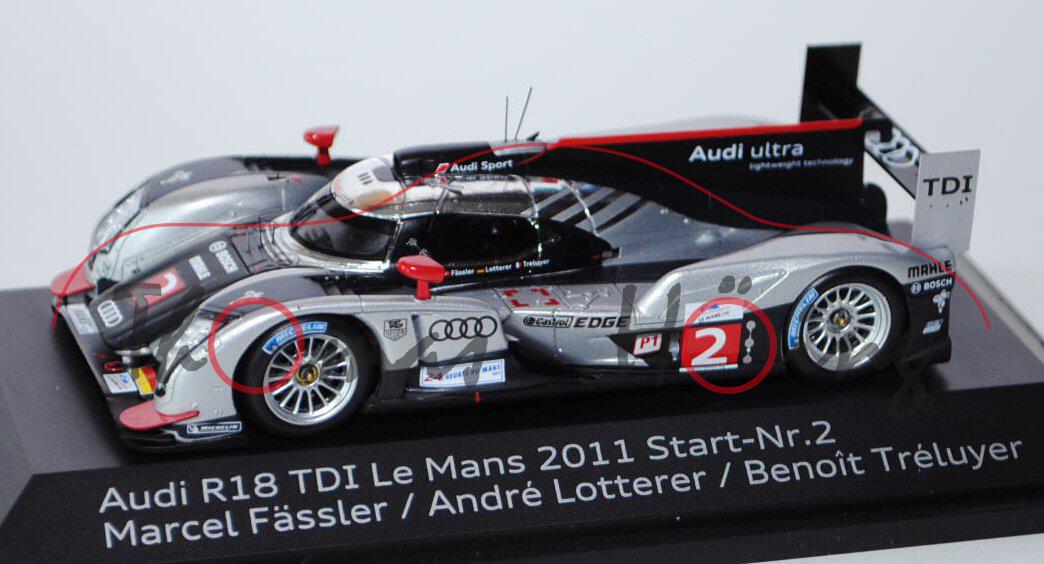 Audi R18 TDI, Le Mans 2011, schwarz/silber, Marcel Fässler / André Lotterer / Benoît Tréluyer, Nr. 2