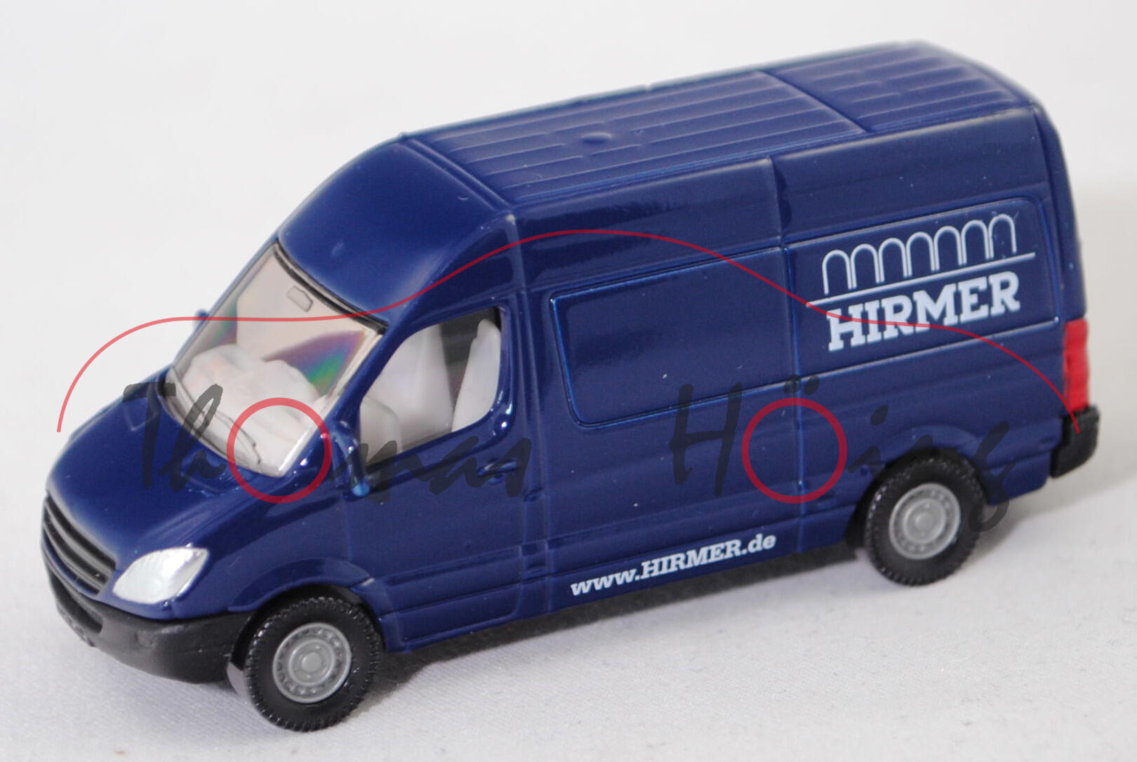 00409 Mercedes-Benz Sprinter II (W 906, Modell 2006-2009) Kastenwagen, saphirblau, HIRMER-Logo / www.HIRMER.de, SIKU, 1:77, P29e