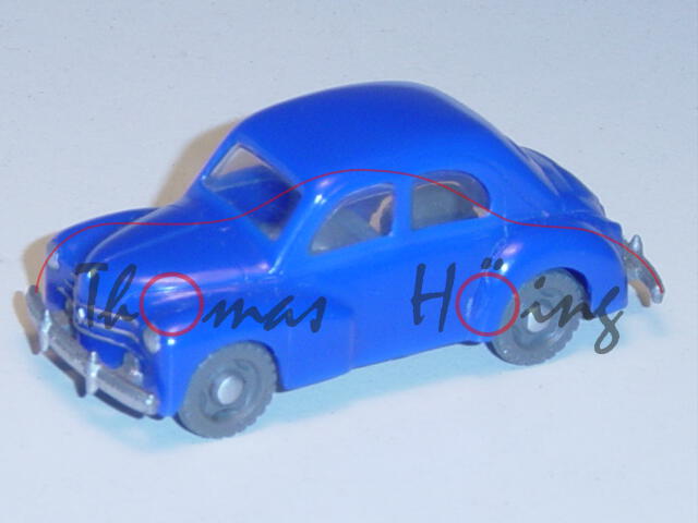 Renault 4 CV, ultramarinblau, Chassis silber, graue Räder