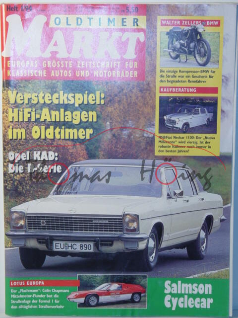 MARKT EUROPAS GRÖSSTE OLDTIMER-ZEITSCHRIFT, Heft 1, Januar 1994