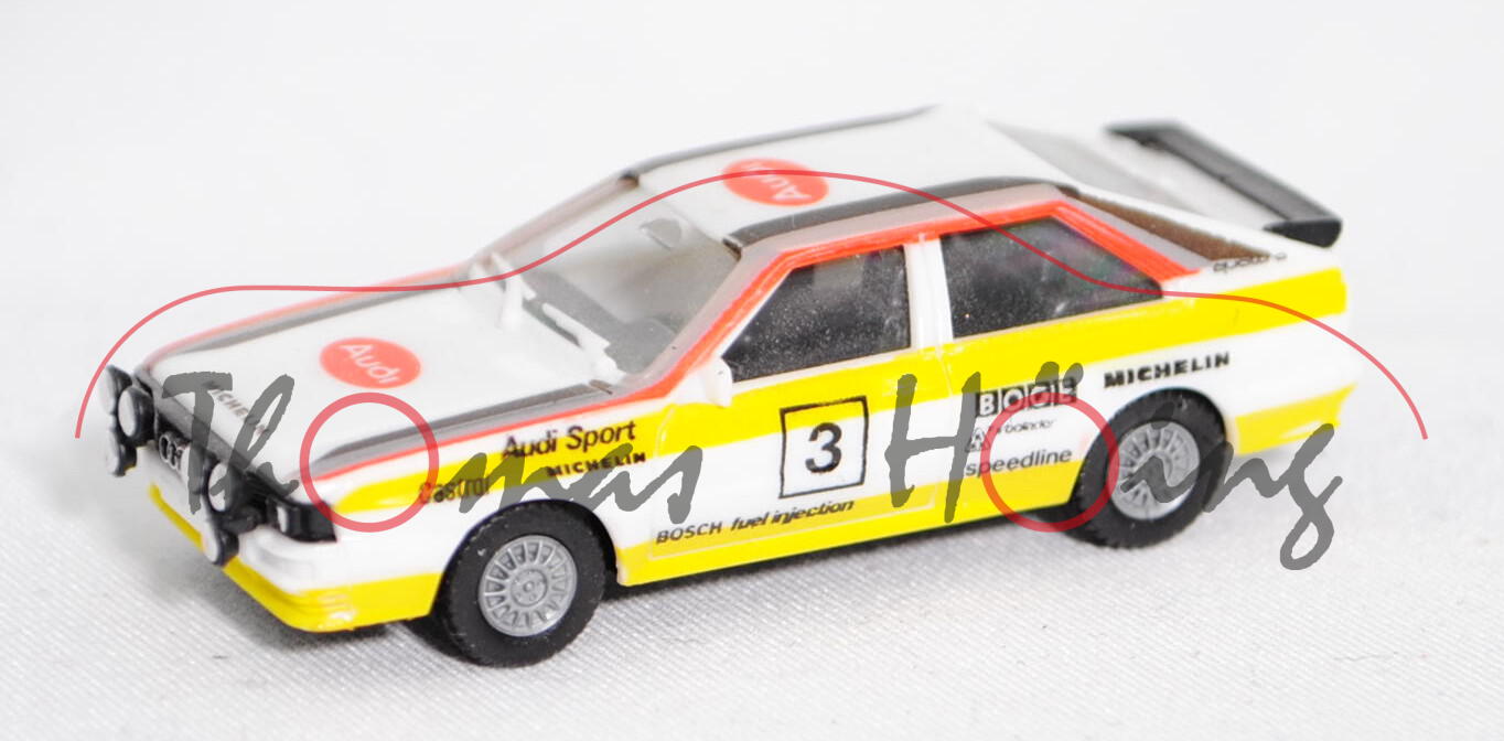 Audi Quattro Rallye (B2, Typ 85Q, Modell 1980-1982), weiß/gelb/rot/grau/schwarz, Audi Sport, Nr. 3,