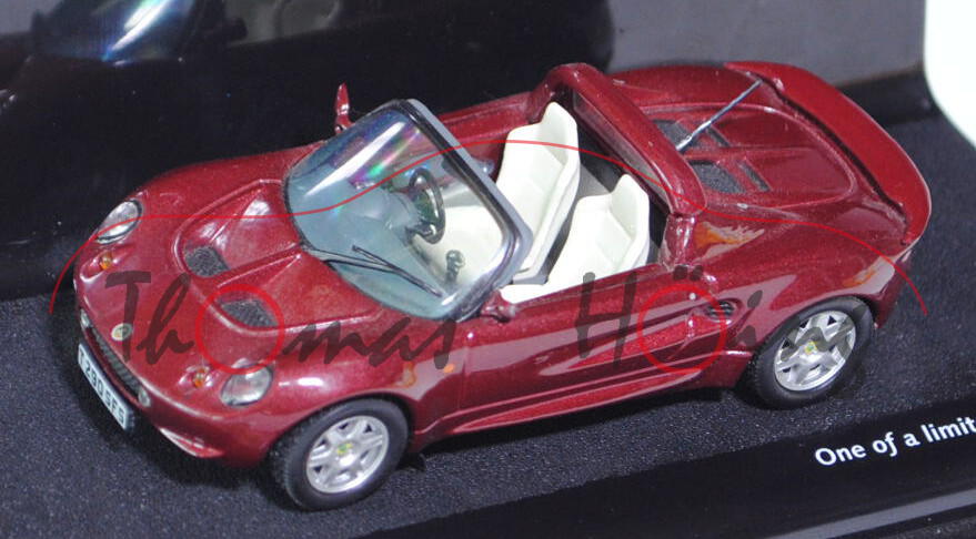 Lotus Elise 111S offen (Typ Serie 1), Modell 1998-2000, weinrotmetallic (ruby red), VITESSE BRITISH 