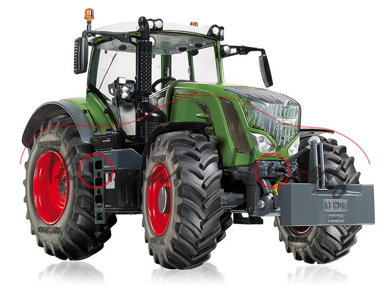 Fendt 828 Vario Traktor (2014), resedagrün/grau, 1:32, Wiking, mb