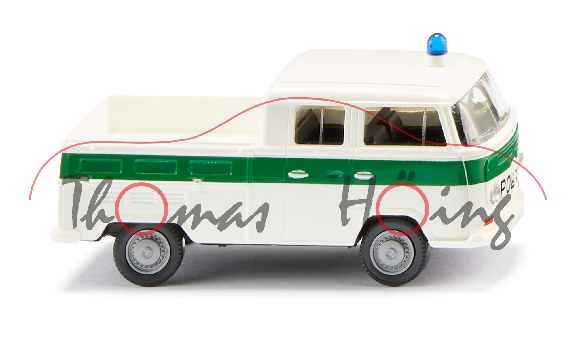 Polizei - VW DoKa Pritschenwagen (2. Gen. Typ 2 T2a, Mod. 67-71), weiß, POLIZEI, Wiking, 1:87, mb