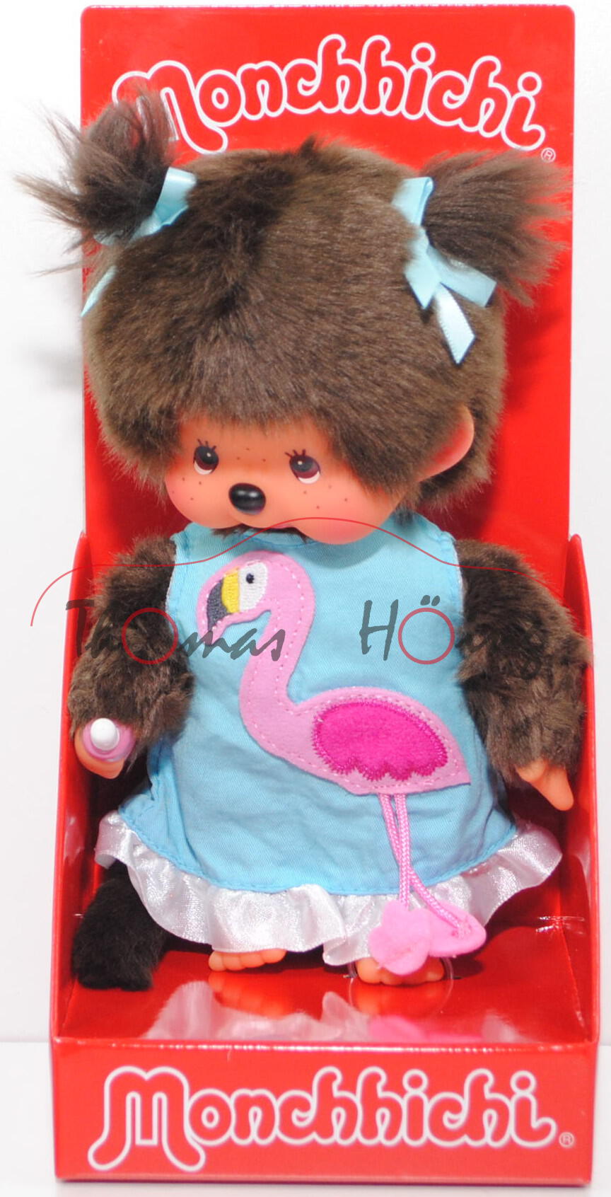 Monchhichi Flamingo Dress Girl (Flamingo Mädchen), 20 cm groß, Sekiguchi (EAN 4905610220489)