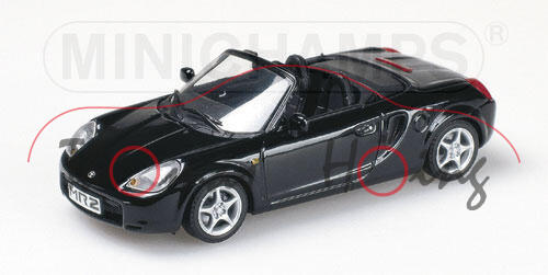 Toyota MR2 Roadster (Typ W3, Mod. 1999-2003), astral black, Minichamps, 1:43, PC-Box (Riss in Deckel