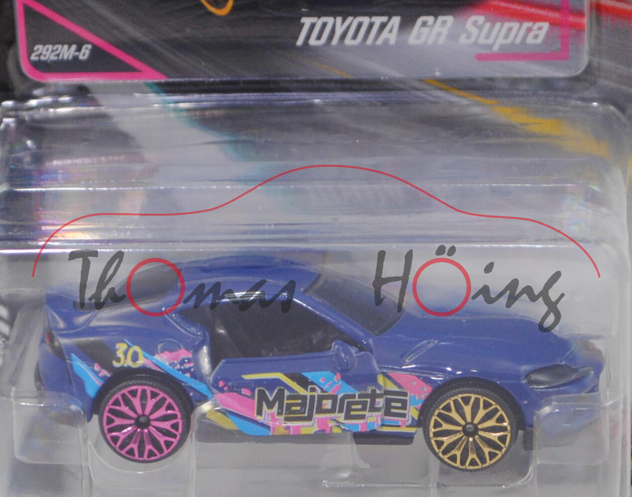 Toyota GR Supra SZ-R / Dynamic (A90 bzw. J29 Modell DB21, Modell 2019-), d.-violettblau, Nr. 292M-6, majorette, 1:56, Blister