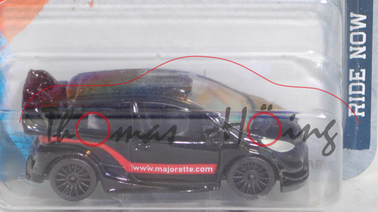 Toyota Yaris WRC (1. Generation Yaris WRC, Homologationsnummer A5771, Modell 2017-2019) (Nr. 218C), schwarz, majorette, 1:55, Blister (STREET CARS RIDE NOW)