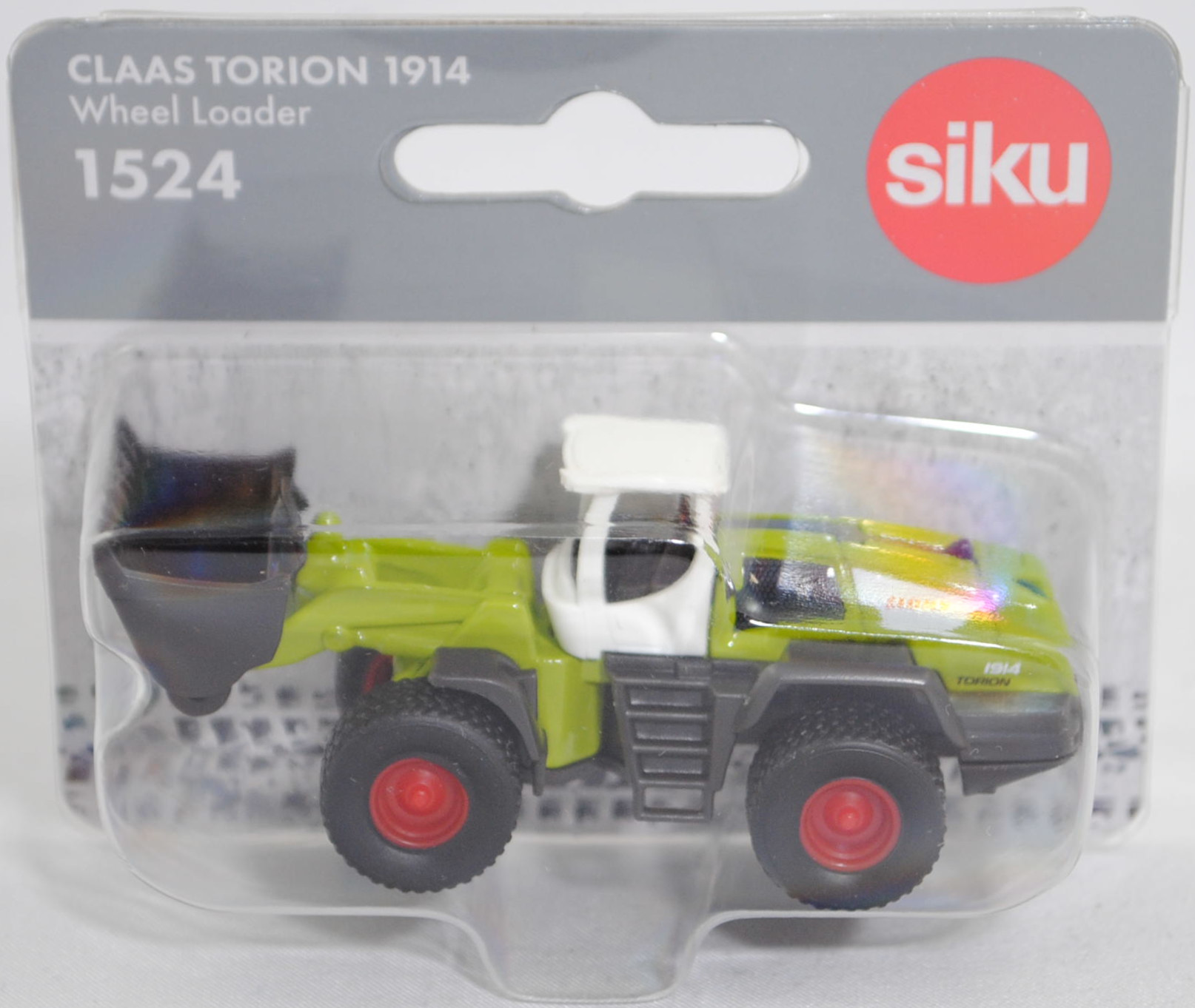 00001 CLAAS Radlader TORION 1914 mit Erdbauschaufel mit Aufreißzähnen (Modell 2017-), reinweiß/claasgrün, seitliche Motorbelüftung Teil der Karosserie, SIKU SUPER, 1:102, P29f