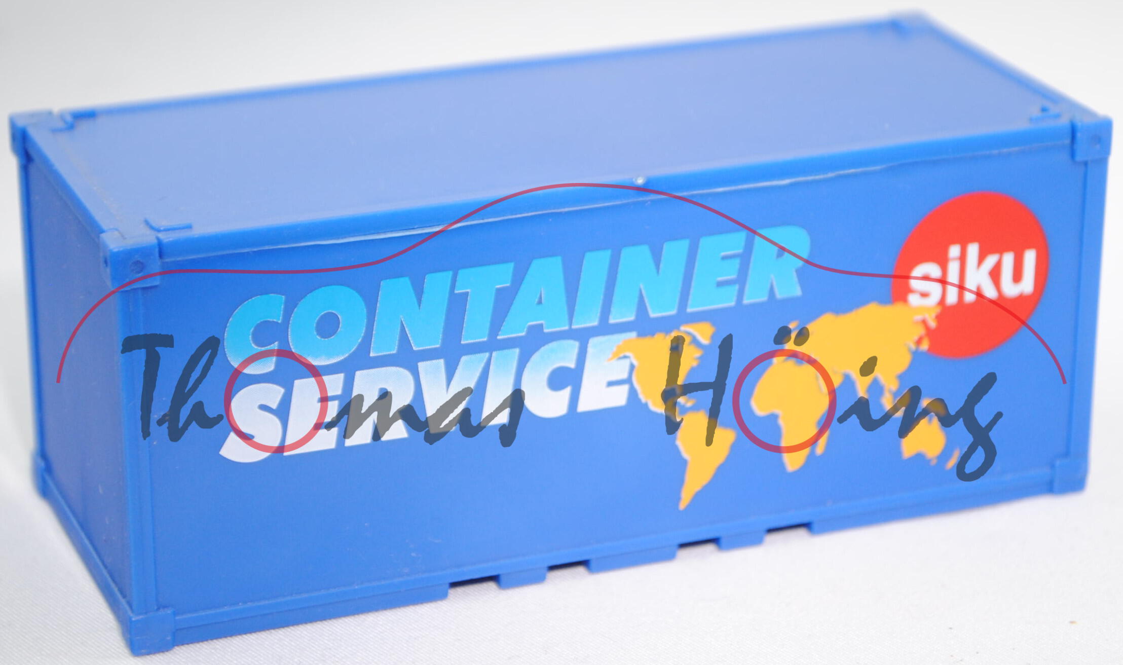 1 signalblauer Container für 3122 / 3424 / 3725 Druck CONTAINER / SERVICE / siku, mit Loch unten