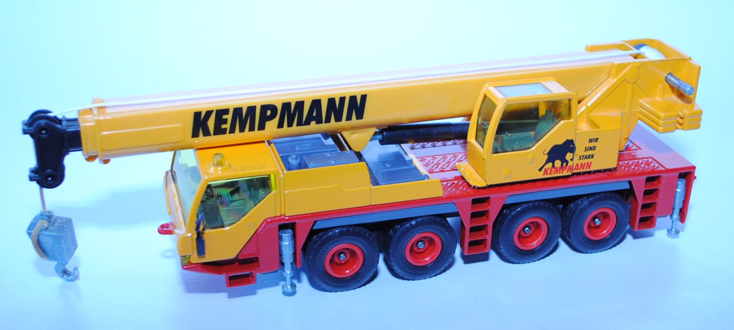 Autokran Liebherr LTM 1060/2, melonengelb/verkehrsrot, KEMPMANN / WIR / SIND / STARK / KEMPMANN