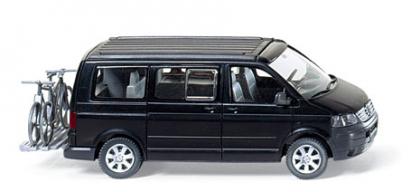 VW T5 California mit 2 Fahrräder, Modell 2003-2009, blackmagic-perleffekt, Wiking, 1:87, mb