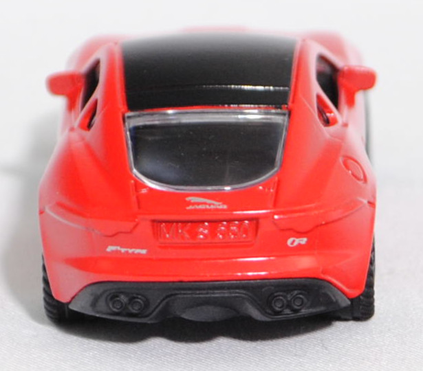 00000 Jaguar F-Type Coupé R 5.0 V8 AWD (X152, Vorfacelift, Modell 2014-2017), hell-verkehrsrot, Dach schwarz, B49 schwarz, SIKU SUPER, 1:59, P29f